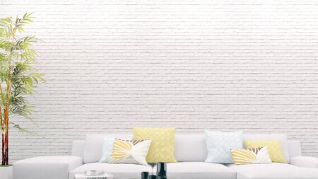 large luxury modern bright interiors Living room mockup illustration 3D rendering computer digitally...