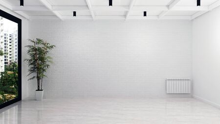 large luxury modern bright interiors Living room mockup illustration 3D rendering computer digitally generated imageの写真素材