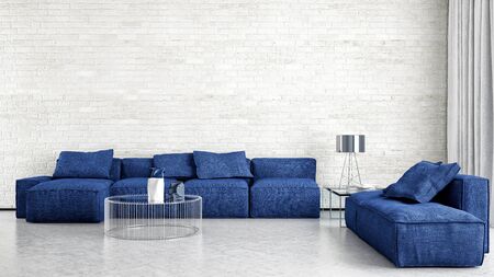 large luxury modern bright interiors Living room mockup illustration 3D rendering computer digitally generated imageの写真素材