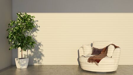 Large luxury modern bright interiors Living room mockup illustration 3D rendering computer digitally generated imageの写真素材