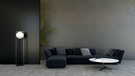 Large luxury modern bright interiors Living room mockup illustration 3D rendering computer digitally generated imageの写真素材