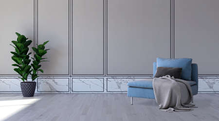 Large luxury modern bright interiors Living room mockup illustration 3D rendering computer digitally...