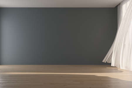 Large luxury modern bright interiors Living room mockup illustration 3D rendering computer digitally...