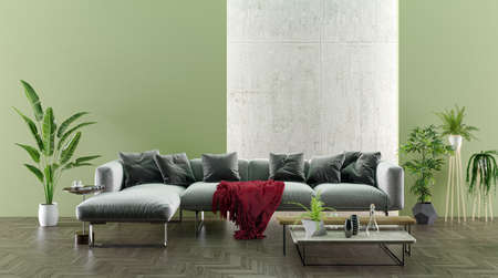 Large luxury modern bright interiors living room mockup