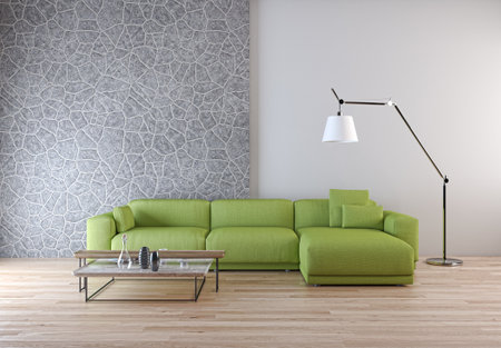 Illustration 3D rendering large luxury modern bright interiors Living room mockup computer digitally generated imageの写真素材