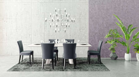 Illustration 3D rendering large luxury modern bright interiors Living room mockup computer digitally...