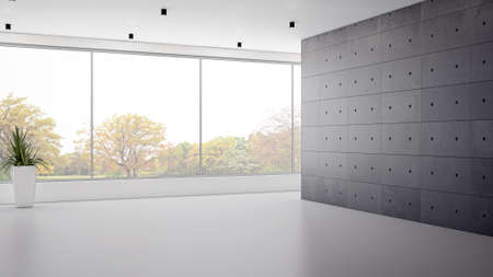 Illustration 3D rendering large luxury modern bright interiors Living room mockup computer digitally generated imageの写真素材