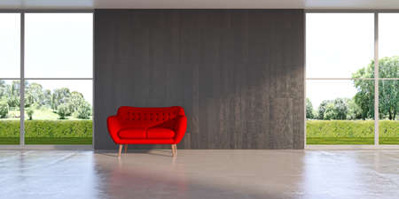 Illustration 3D rendering large luxury modern bright interiors Living room mockup computer digitally generated imageの写真素材