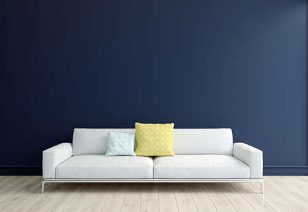 Illustration 3D rendering large luxury modern bright interiors Living room mockup computer digitally...