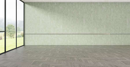 Illustration 3D rendering large luxury modern bright interiors Living room mockup computer digitally...