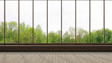 Illustration 3D rendering large luxury modern bright interiors Living room mockup computer digitally...