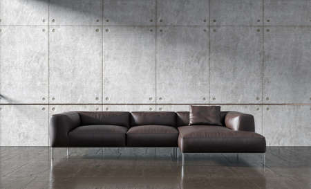 Illustration 3D rendering large luxury modern bright interiors Living room mockup computer digitally...