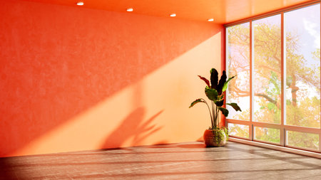 Large luxury modern bright interiors Living room mockup illustration 3D rendering computer digitally generated imageの写真素材