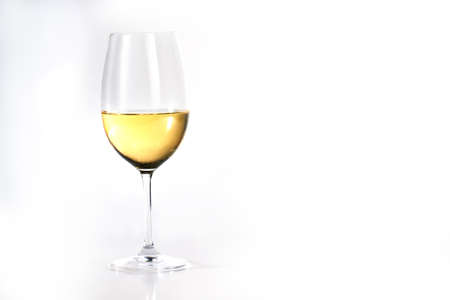 empty and wine glass, white background, hand with a glassの写真素材