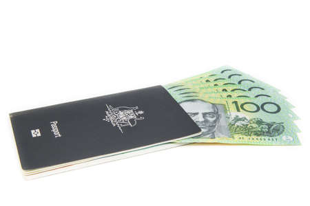 Australia passport & cashの写真素材