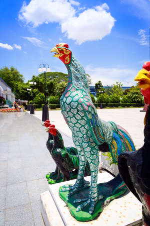 Chicken glass decoration on the park, Thailandの写真素材