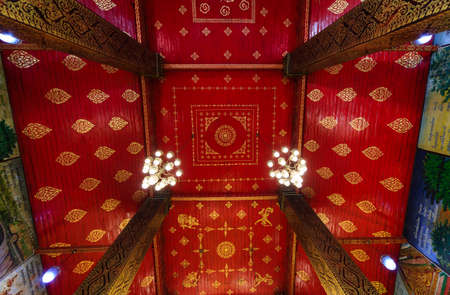 Ceiling at wat Phra That Hariphunchai, temple in Lamphun Thailandの写真素材