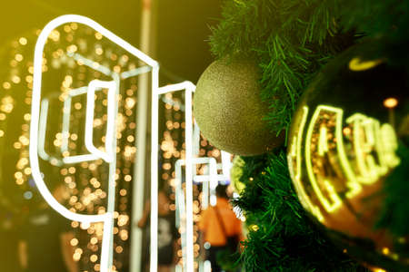 Christmas decorations on treeの写真素材
