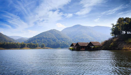 Mae Ngad Dam and Reservoir in Mae Taeng district, Chiang Mai Province, Thailand.の写真素材