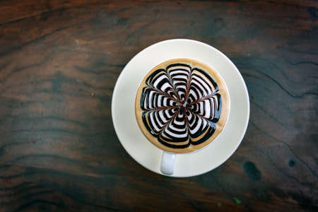 Top view coffee cup on the table, Cafe at lampang Thailandの写真素材