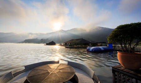 Mae Ngad Dam and Reservoir in Mae Taeng district, Chiang Mai Province, Thailand.の写真素材