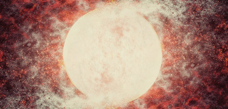 3d illustration of compositing light effect on burning fireball in science conceptの写真素材