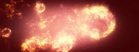 3d illustration of compositing light effect on burning fireball in science concept