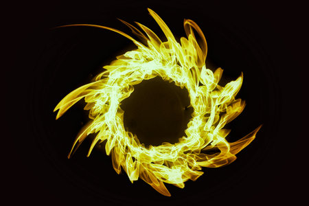 3d illustration of compositing light effect on burning fire ring in science concept