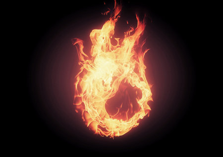 3d illustration of compositing light effect on burning fire ring in science concept