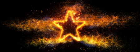 3D rendering light glowing abstract star shape