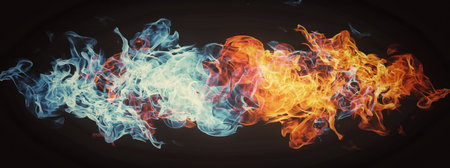 Abstract background with swirling fire flames and smokeの写真素材
