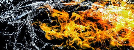 Abstract background with a mixture of fire and water