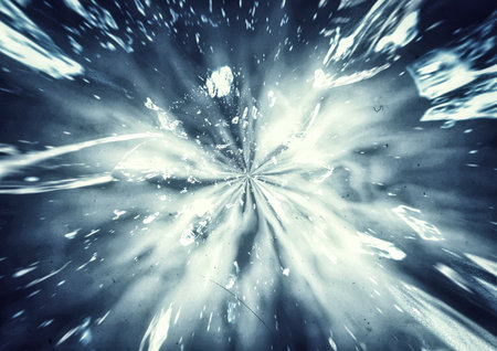 Abstract background with explosion and flying debris