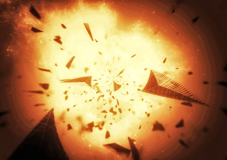 3d illustration of burning flames exploding in energy conceptの写真素材