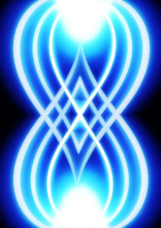 Abstract background with glowing blue geometric light lines in science conceptの写真素材