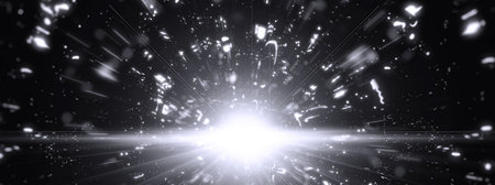 Abstract background of white rays shining in the dark