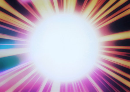 3d illustration of rainbow colored rays lighting up the dark