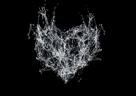 3d illustration of heart shaped splashesの写真素材