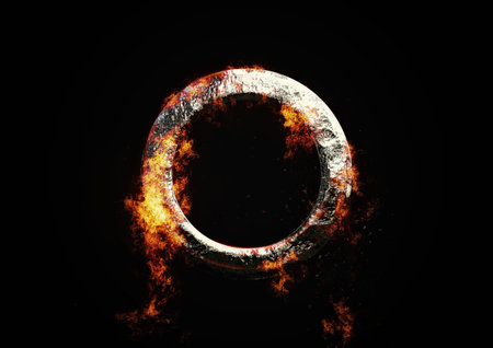 3d illustration of a burning ringの写真素材