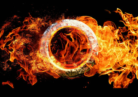 3d illustration of a burning ringの写真素材
