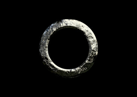 3d illustration of abstract metal ring with glitterの写真素材