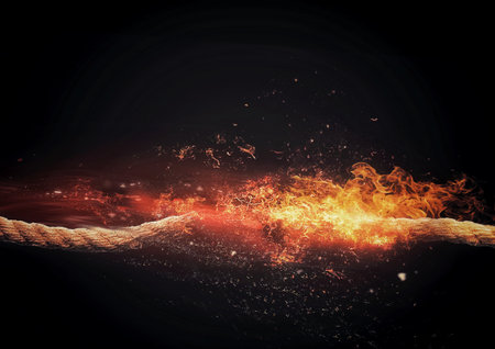 3d illustration of a fuse that catches fireの写真素材