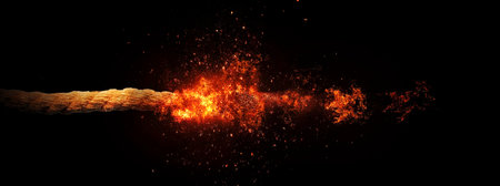 3d illustration of a fuse that catches fireの写真素材