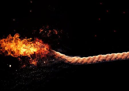 3d illustration of a fuse that catches fireの写真素材