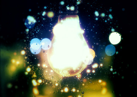 3d illustration of abstract light bulb glowing in science and technology conceptの写真素材