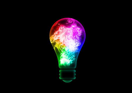 3d illustration of abstract light bulb glowing in science and technology conceptの写真素材