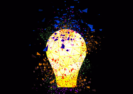 3d illustration of abstract light bulb glowing in science and technology conceptの写真素材