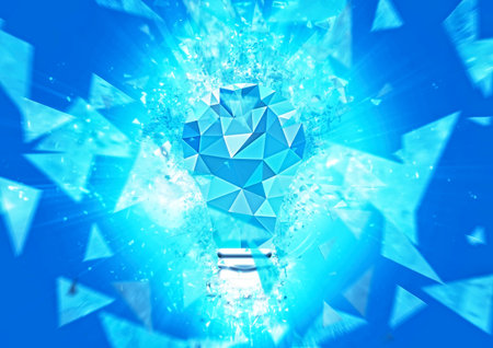 3d illustration of a light bulb that shines with the concept of science technologyの写真素材