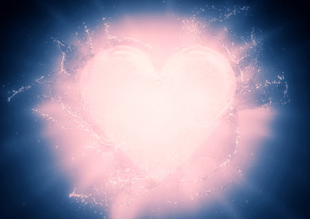 3d illustration of heart-shaped red splashの写真素材