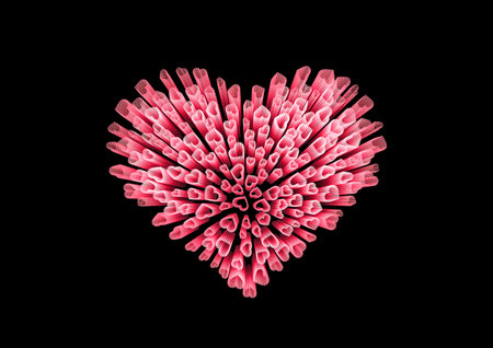 Artistic heart shape and black backgroundの写真素材